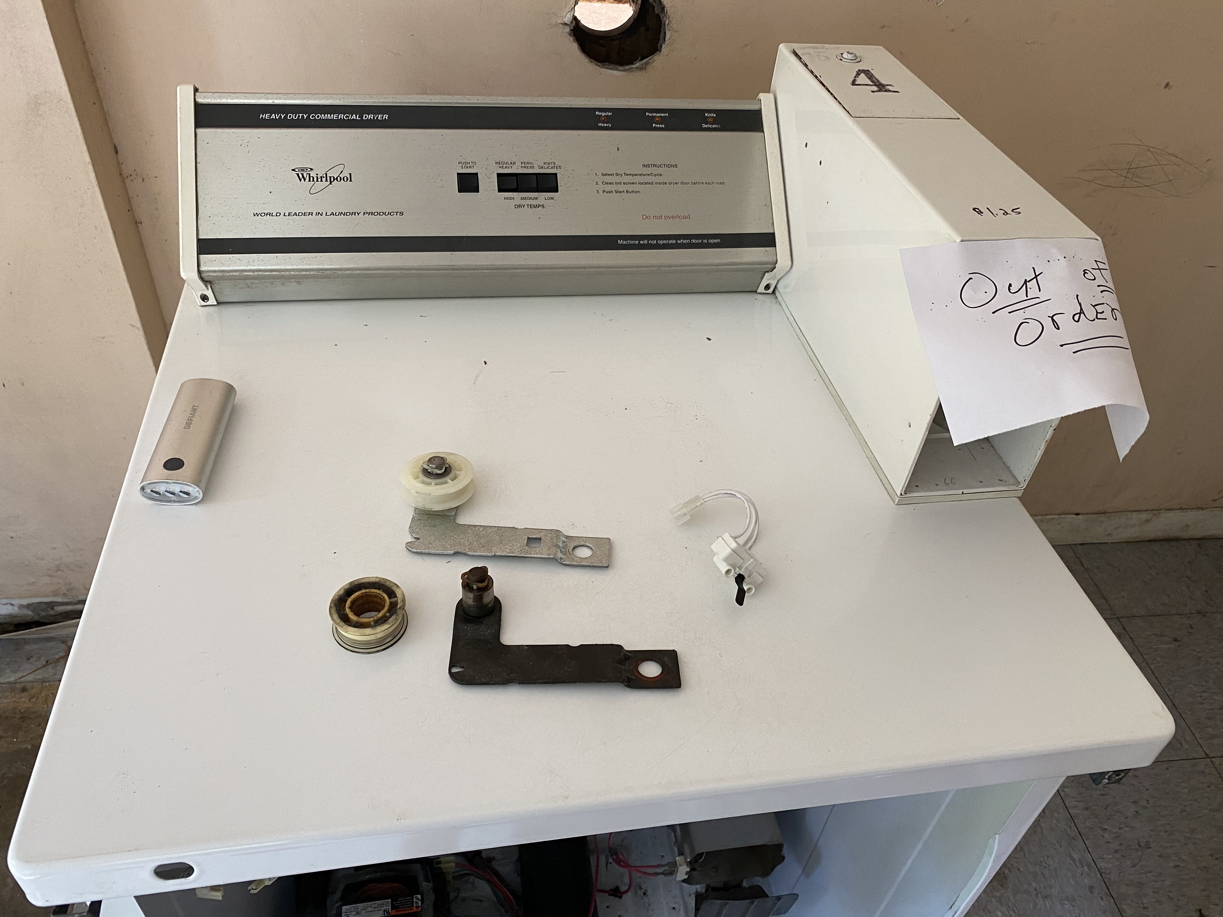 Failed dryer thermal fuse parts during a Tampa Bay dryer repair