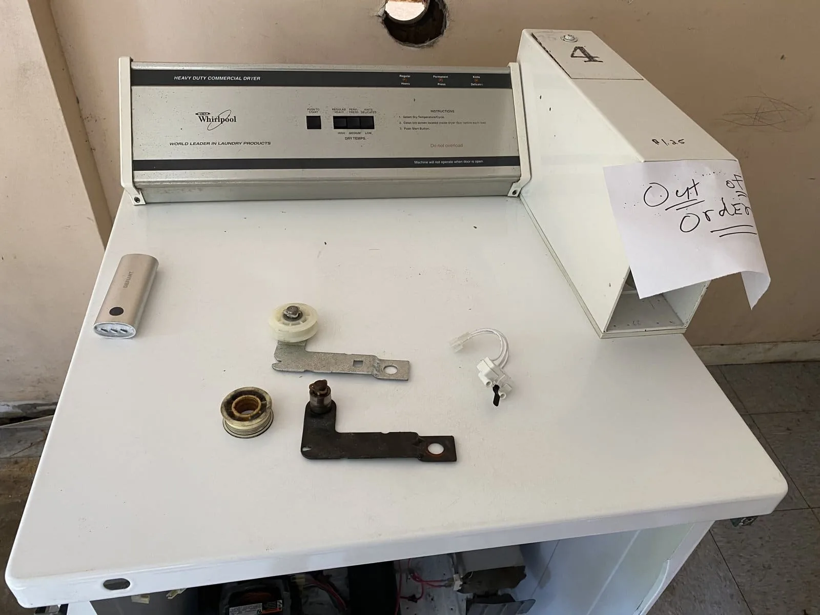 Failed dryer thermal fuse parts during a Tampa Bay dryer repair