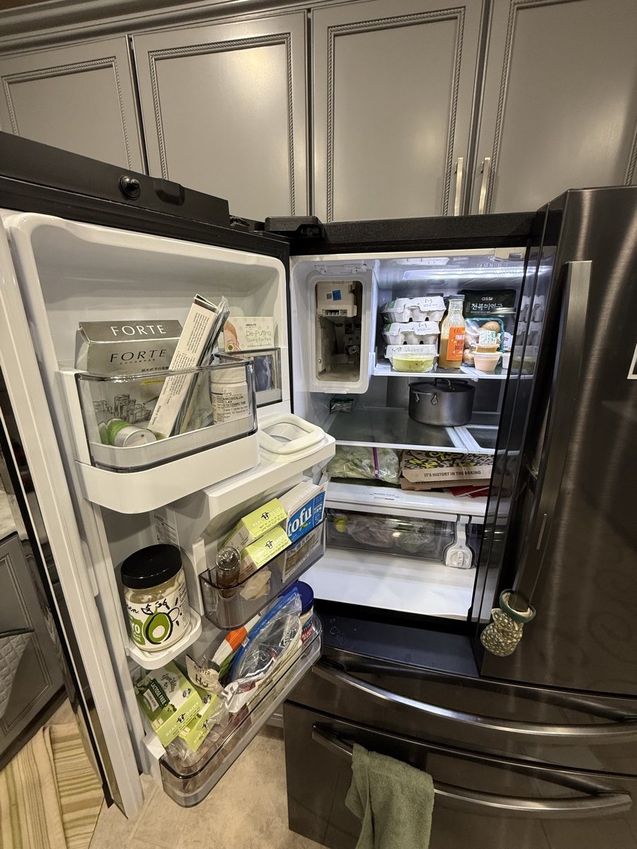 Refrigerator pulled open for inspection — checking internal components in Tampa Bay home