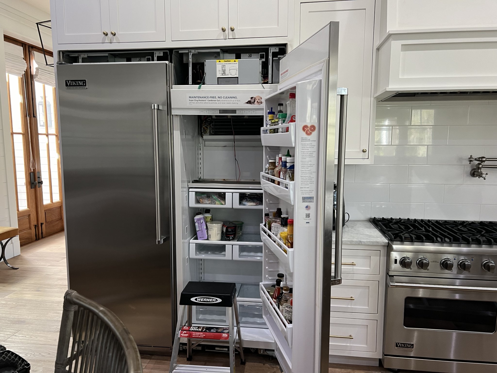 Viking refrigerator interior open during a cooling diagnostic — Tampa Bay appliance repair